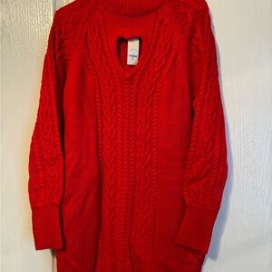 Francesca's Collections Vibrant Red Cable Knit Sweater Dress